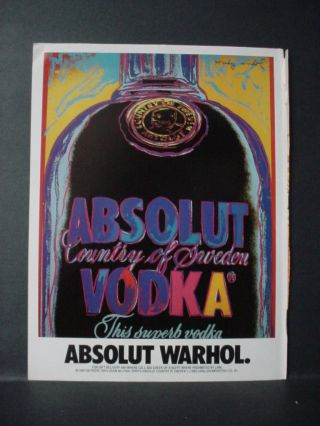 1985 Absolut Warhol Vodka Andy Warhol Art Vintage Print Ad 10941