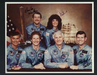 Sts - 41d Full Crew Signed Vintage Nasa Photograph Judy Resnik.  Space
