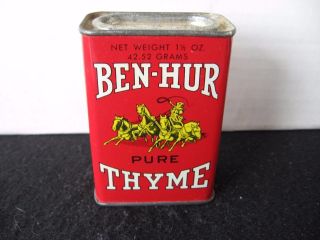 Vintage Ben - Hur Thyme Spice Tin,  Ben - Hur,
