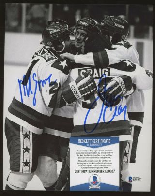 Jim Craig Mike Eruzione 1980 Usa Hockey Signed 8x10 Photo Auto Bas Bgs