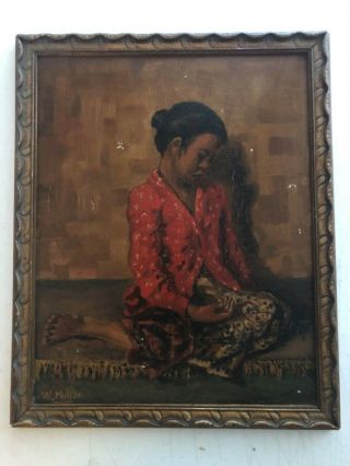 Painting By W.  Muller 1904 Portrait Of Philipino girl Signed & Dated 1904 3