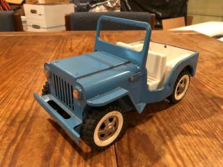 Blue/white Vintage Tonka Metal Jeep Toy (early 1970 