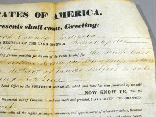 1835 PRESIDENT ANDREW JACKSON SIGNED LAND GRANT - HANCOCK CO.  INDIANA 3