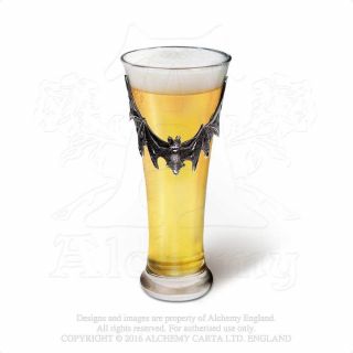 Alchemy Gothic Pewter Villa Deodati Continental Pilsner Bat Half Pint Beer Glass