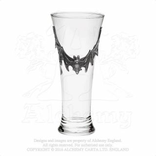 Alchemy Gothic Pewter Villa Deodati Continental Pilsner Bat Half Pint Beer Glass 2