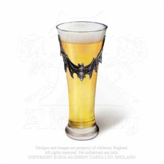 Alchemy Gothic Pewter Villa Deodati Continental Pilsner Bat Half Pint Beer Glass 4