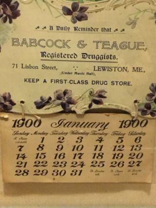 1900 Advertising Calendar BABCOCK & TEAGUE Lewiston Me Drug Store framed Spiegel 3