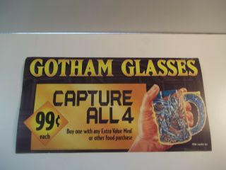 1995 Batmans Gotham Movie Glass Mcdonalds Poster Display Collect All 4