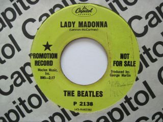 Beatles - Lady Madonna/the Inner Light - Promo 45 - Capitol P 2138 - Asterisk