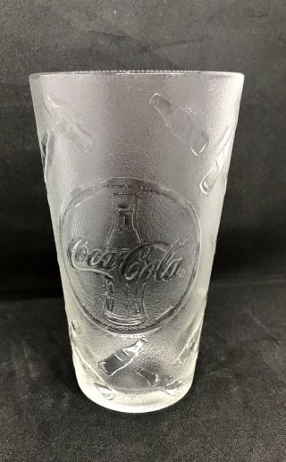 Rare Embossed Coca - Cola Bottles On A Drinking Glass,  Euc 6.  5 " Tall 16 Ounces