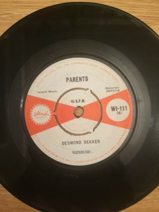DESMOND DEKKER - PARENTS / LABOUR FOR LEARNNG 7  RARE 1963 ISLAND RECORDS LISTE 2