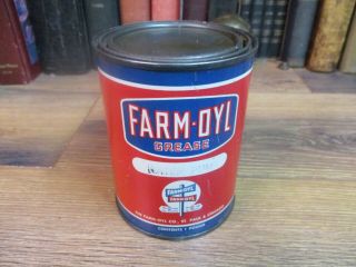 Farm Oyl Oil Can Water Pump Grease Tin Mid 1900 Service Station