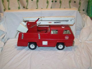Vintage Tonka Toy Snorkel Fire Truck Red Pressed Steel Metal 16 Inches Long