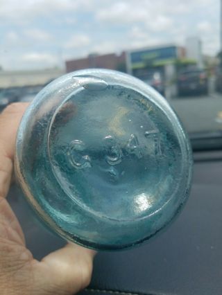 Scarce CFJ Mason ' s Improved Midget Pint Fruit Jar Glass Insert And Zinc 6