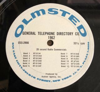 General Telephone 1962 Acetate Olmsted Radio Commercials