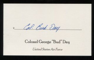 Colonel Bud Day Signed 3x5 Index Card Signature Autographed Medal Of Honor