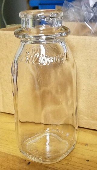 Vintage Biltmore Dairy Square Half Pint Milk Bottle From Asheville,  N.  C.
