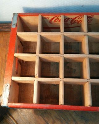 Vintage Wood Enjoy Coca - Cola 24 Bottle Red Wood Old Coke Crate Chattanooga 1974 6