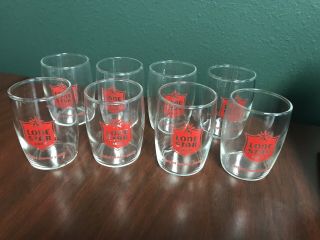 Set Of 8 Lone Star Beer Barrel 3” Glasses