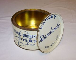 Old Robbins Brothers Oysters Port Norris Nj 1/2 Gallon Tin Can Jersey Standards