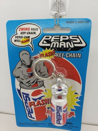 Rare Vtg Pepsi Man Figure Flash Key Chain Japan Collectable Us Ship Figurine Nip