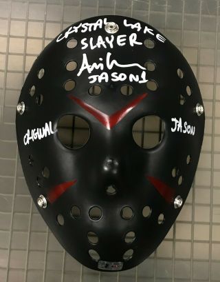 Ari Lehman Signed Friday The 13th Black Jason Voorhees Mask W/ Hologram Auto