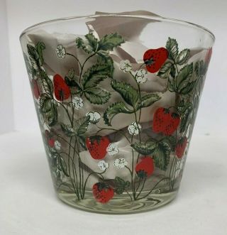 Vintage Glass Ice Bucket With Strawberries