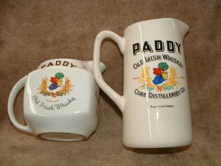 Set Of Old English Liquor Pitchers Paddy Old Irish Whiskey Cork Distilleries Ltd