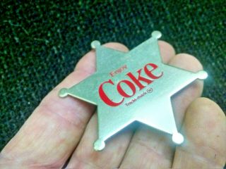 Coca - Cola Metal Sheriffs Badge Pin Back 6 Star 1970 