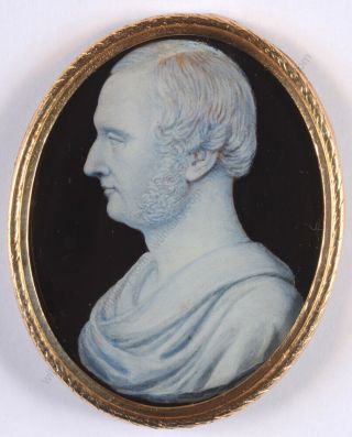 " Profile Portrait Of A Gentleman ",  English Miniature (reverse Glass Painting),  1830