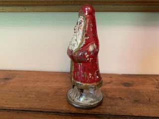 SANTA CLAUS IN BANDED COAT GLASS CANDY CONTAINER PAINT 4