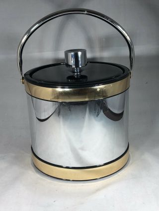 Vintage Ice Bucket Brass And Chrome Kraftware With Lid