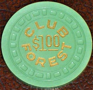 Old $1 Club Forest Illegal Casino Poker Chip Vintage Lgsqur Mold Orleans La