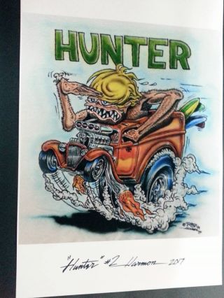 " Hunter " Vintage Ed Roth Art 11 " X17 " Print Signed And Numbered