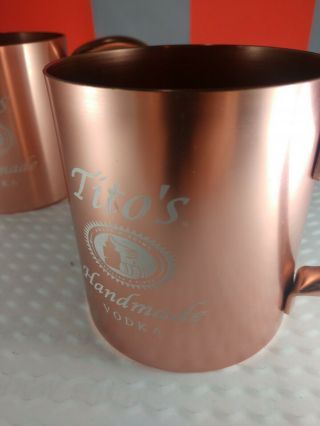 (2) Tito ' s Handmade Vodka Copper Moscow Mule Cup Mug Titos,  w/ Scuffs 2