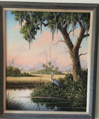 Ben Essenburg Florida Wildlife Artist Oil Painting 24x20 Dated 9 - 11 - 86