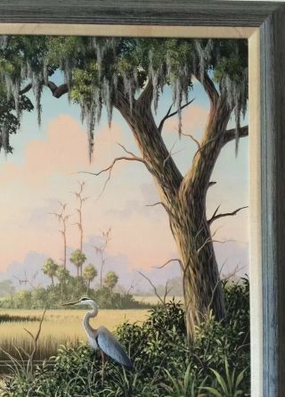 Ben Essenburg Florida Wildlife Artist Oil Painting 24x20 Dated 9 - 11 - 86 3