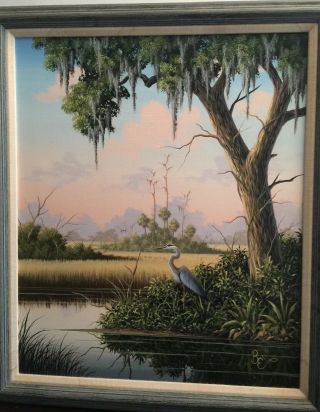 Ben Essenburg Florida Wildlife Artist Oil Painting 24x20 Dated 9 - 11 - 86 7