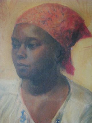 1941 AFRICAN AMERICAN PORTRAIT ARTIST SIGNED WOMAN PLAYING GUITAR 2