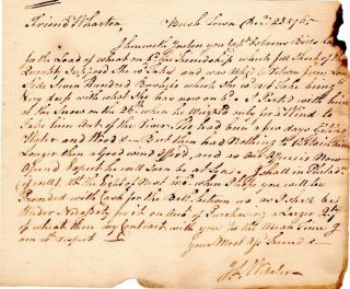 1765,  Bush Town,  Maryland,  Merchant John L.  Webster,  Letters To Wharton,