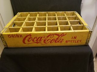 Vintage 1966 Coca Cola Wood Soda Pop Case Crate 24 Bottles.