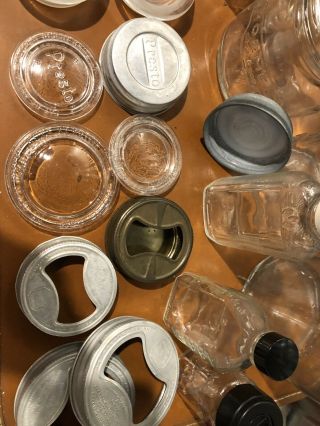 Vintage Antique Glass Jars Lids Baby Bittle Presto Ball Perfect Hormel Pepsi 6