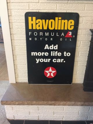 Vintage 1994 Texaco Havoline Motor Oil Double Sided Aluminum Sign Gas Station