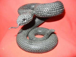 Large Black Rattle Snake Sculpture Statue - Unique Detail Design - Look