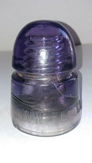 Rare Antique Canadian Purple C.  N.  W.  Tel.  Co.  Glass Insulator