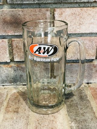Vintage A&w Root Beer Logo Heavy 7 " Glass Tall Mug Thumbprint Design