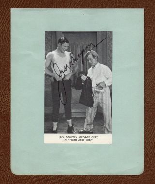 Jack Dempsey Boxing Champion Movie Actor " Fight And Win " Hand Signed Pic Page