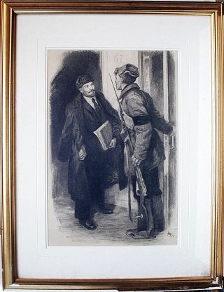 S p R i n G s A L e Russian Illust.  SIGNED AND DATED Lenin and Soldier 17 