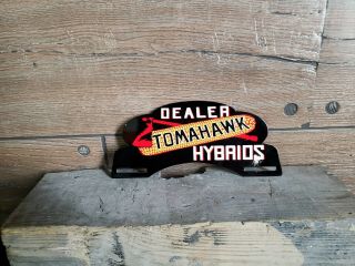 Tomahawk Hybrid Corn License Plate Topper Sign Seed Feed Barn Tractor