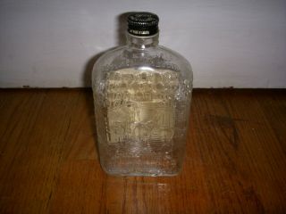 Antique Lincoln Inn Old Rye Whiskey Glass Bottle With Label 2